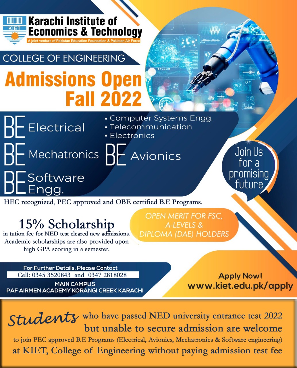 Admissions Fall-2022 – College of Engineering